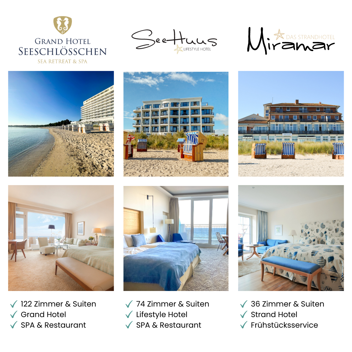 Foto von den 3 Hotels (Seehuus, Seeschlösschen, Miramar))